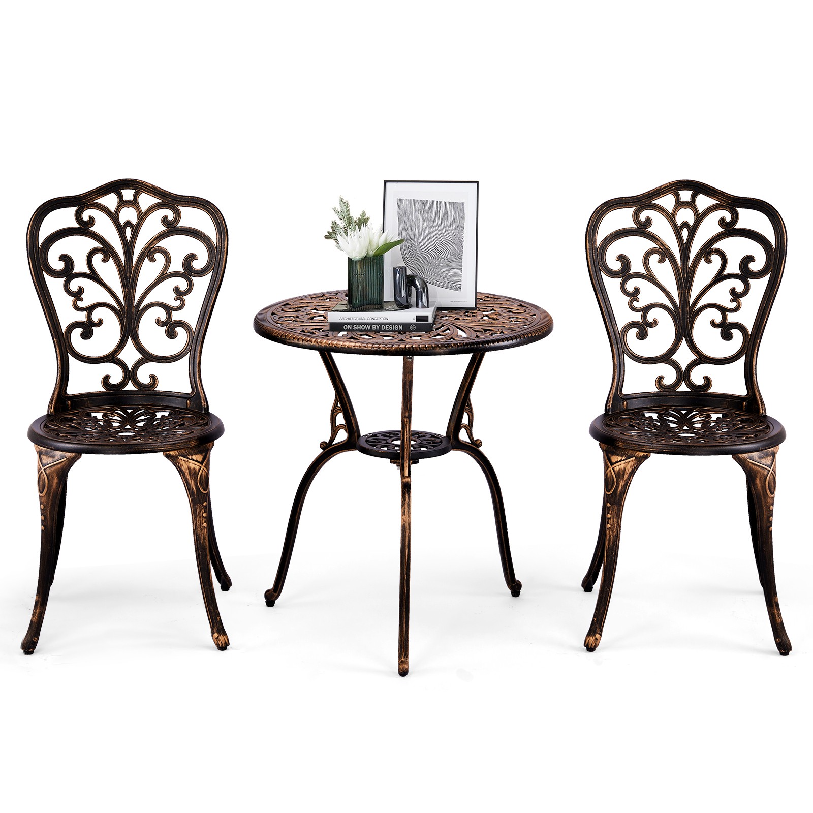 3 PCS Outdoor Bistro Set,Outdoor Patio Set, All-Weather Cast Aluminum Bistro