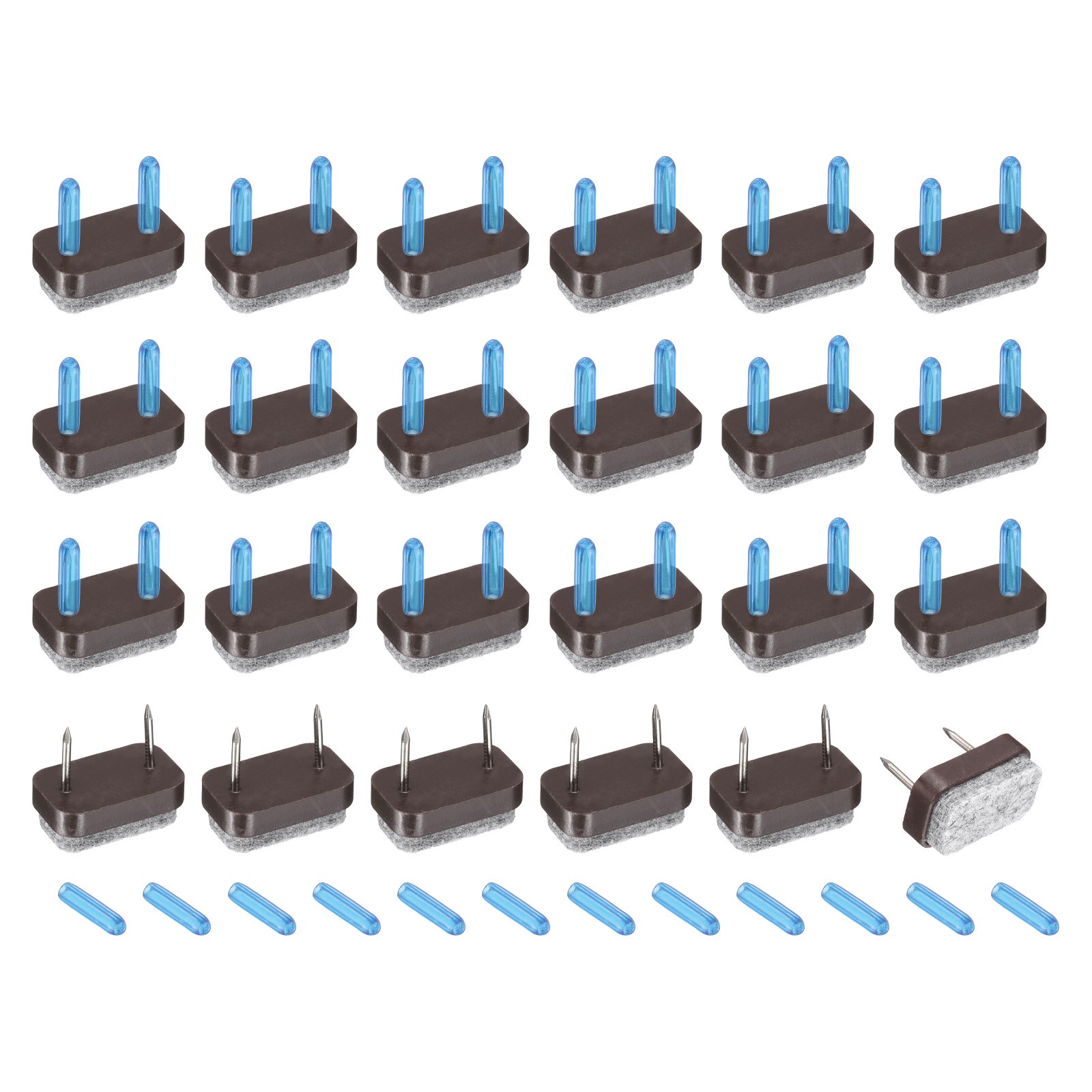24Pcs Nail-on Felt Furniture Pads Rectangular Furniture Sliders(18mm, Brown)