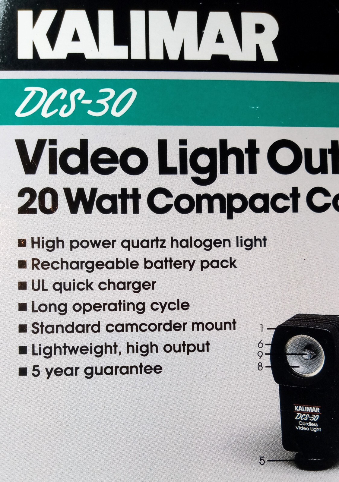 Kalimar DCS-30 Video Camcorder Light Outfit Set High Power Halogen Not Canon