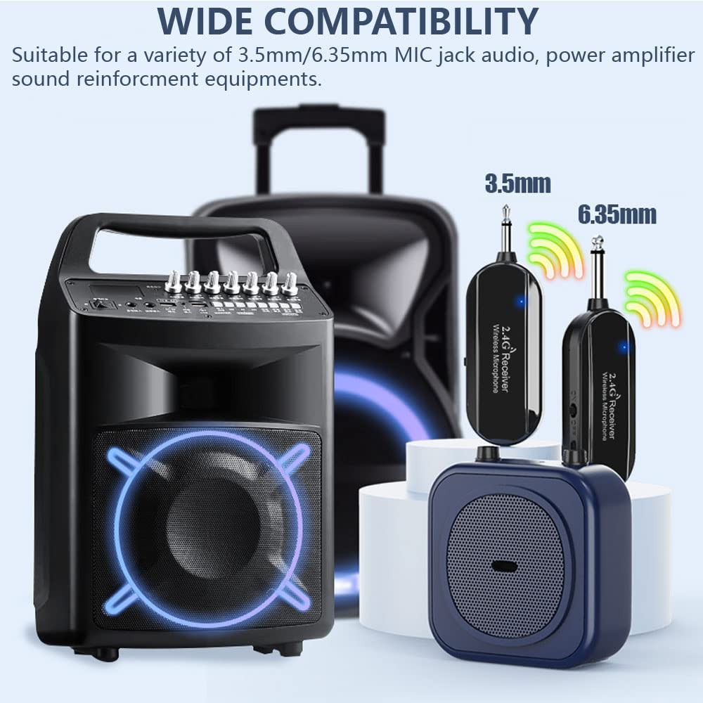 Wireless Microphone Headset, 2.4GHz, 160ft Range, Dual -Charging, 3D Stage Re...