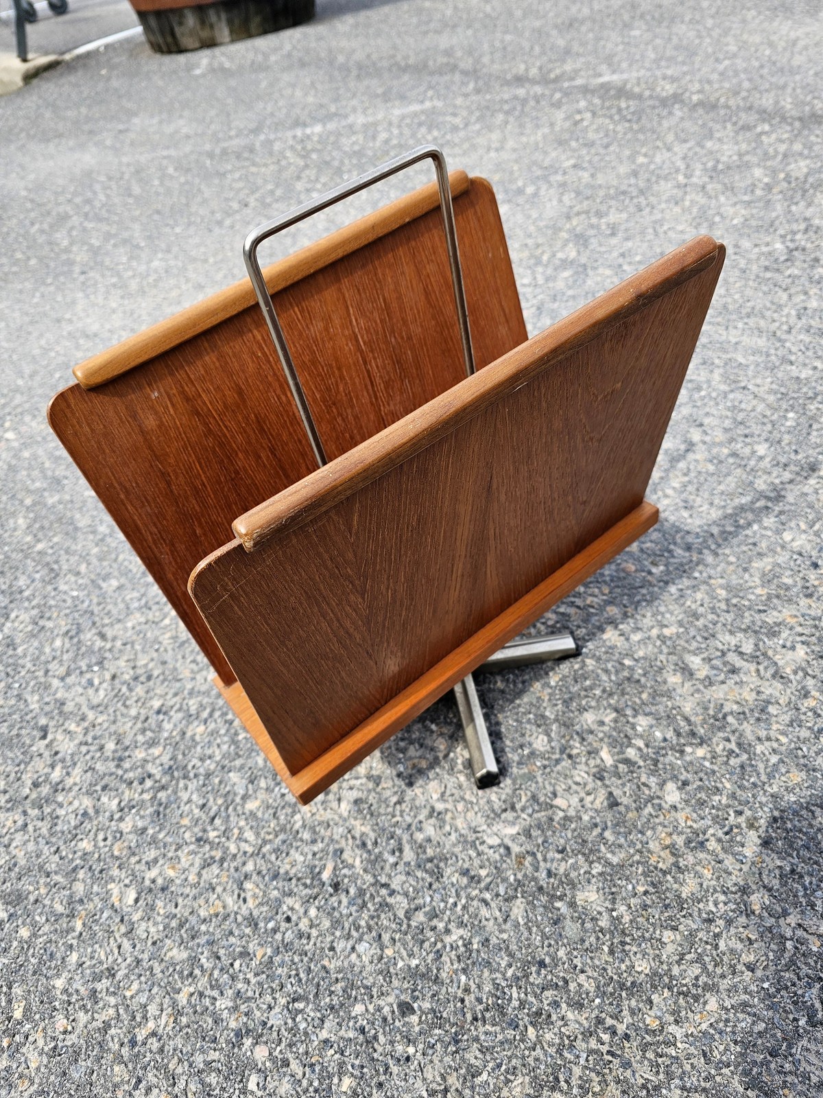 Norwegian Teak Wood Basket - Retro Newspaper Holder from the 1960s
