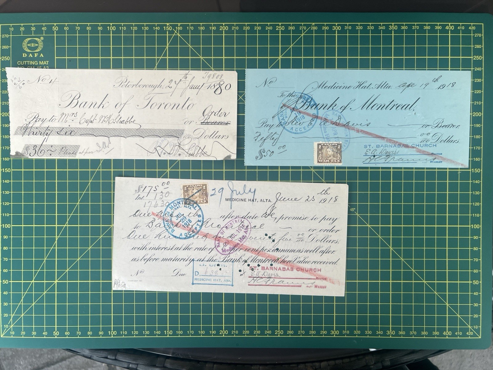 Bank Of Montreal/Toronto Cheques - Canada - 1880/1918 - Lot Of 3