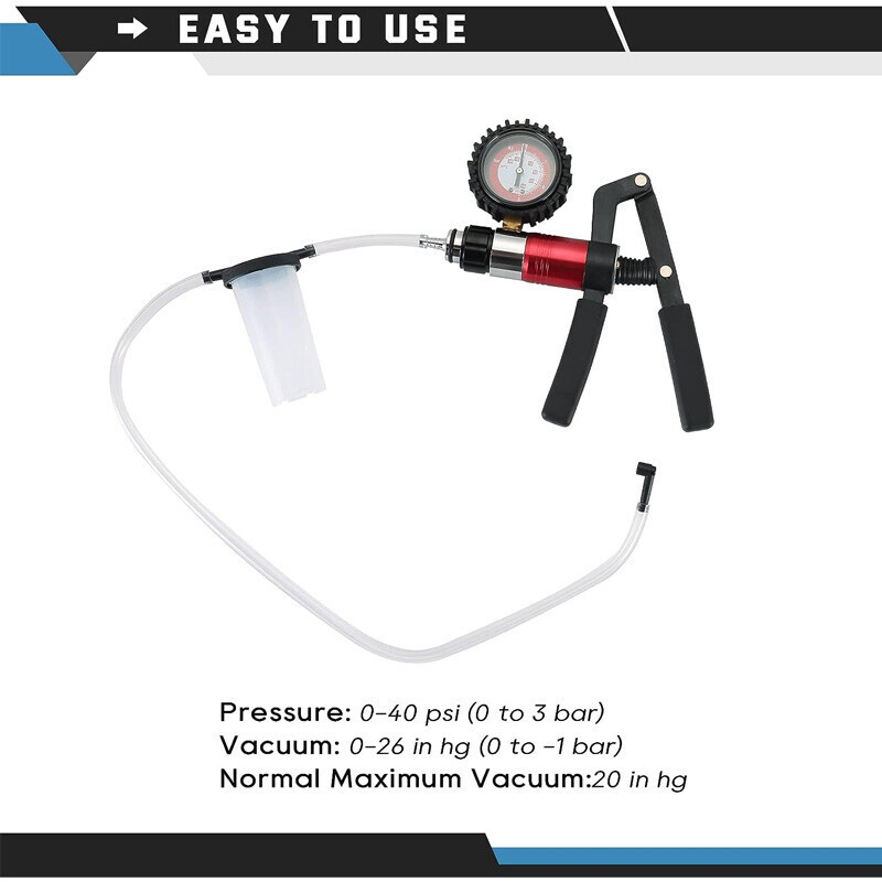 21pcs Hand Held Vacuum Pressure Pump Tester Brake Fluid Bleeder Bleeding Tool US