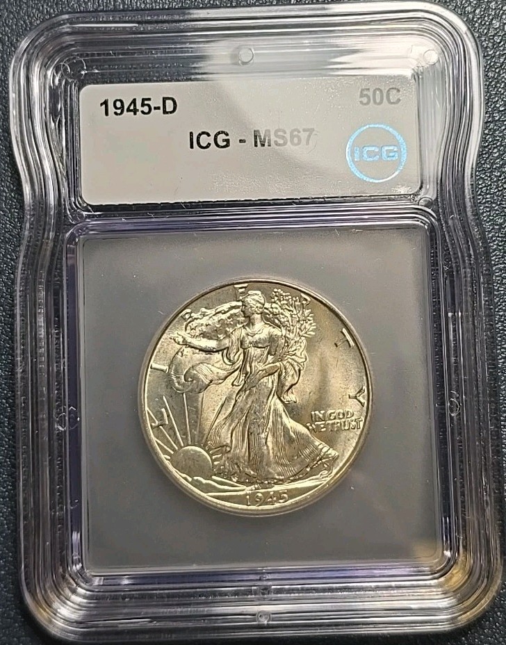 1945-D Walking Liberty Half Dollar 50c ICG MS67 Superb Gem!!!