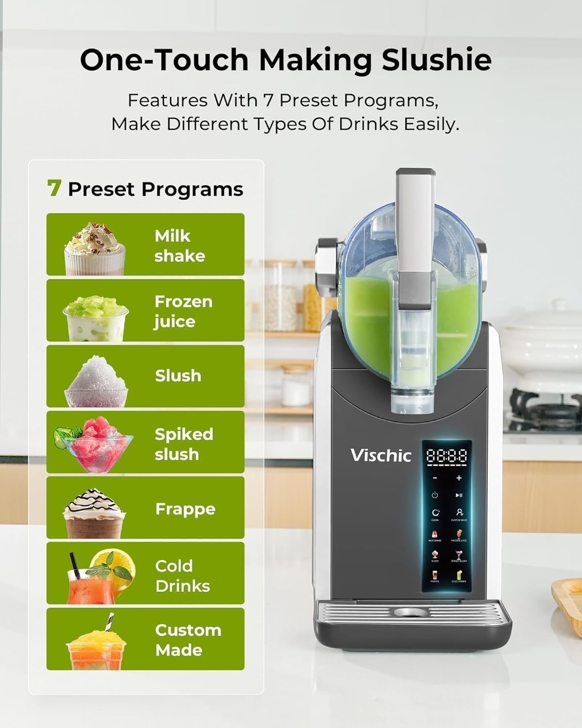 Slushy for Home Use with 7 Preset Programs & Auto Cleaning Function, Frozen D...