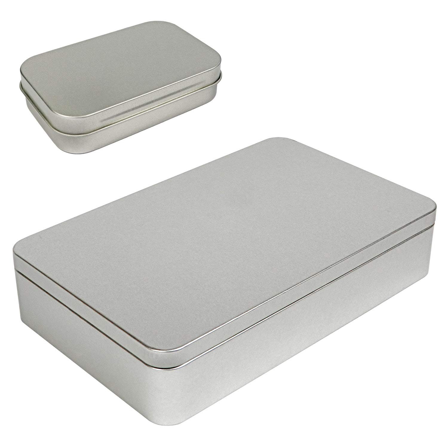 XL (8.5 x 5.3 x 1.9 In) Silver Metal Rectangular Empty Tin Containers for Gif...