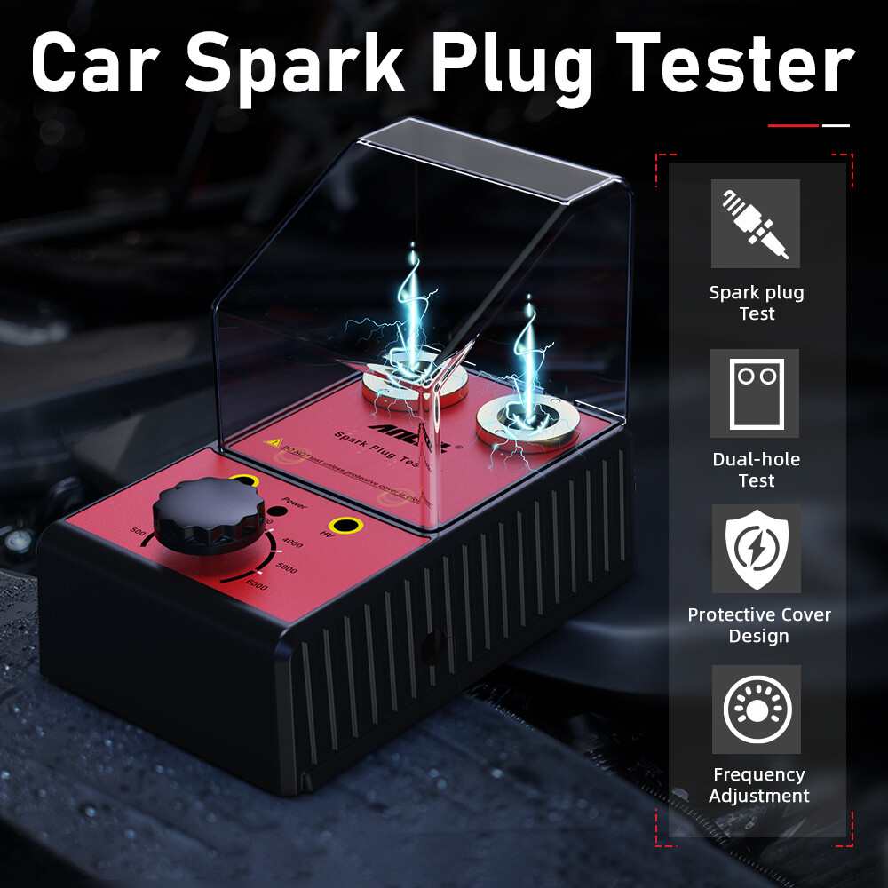 Car 12V Dual Hole Spark Plug Tester Diagnostic Tool Gasoline Ignition Analyzer