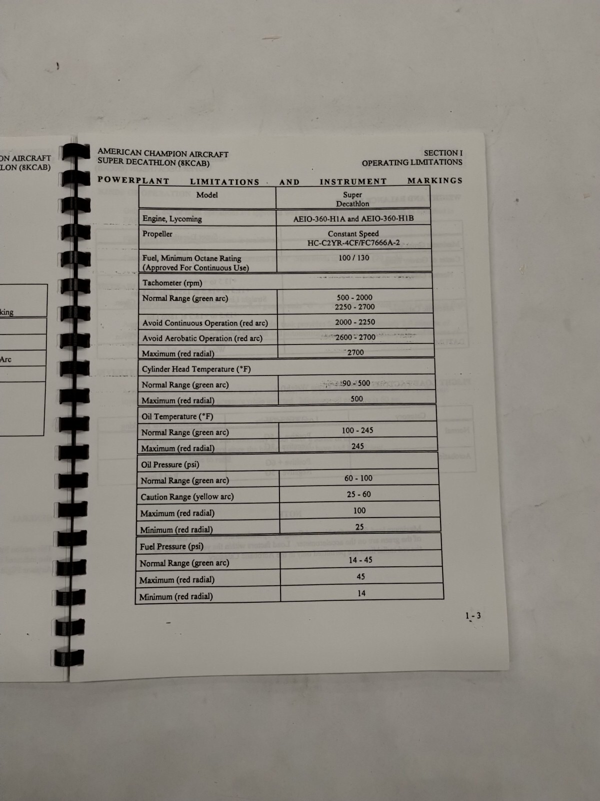American Champion Super Decathlon 8KCAB Pilots Operating Manual-Copy