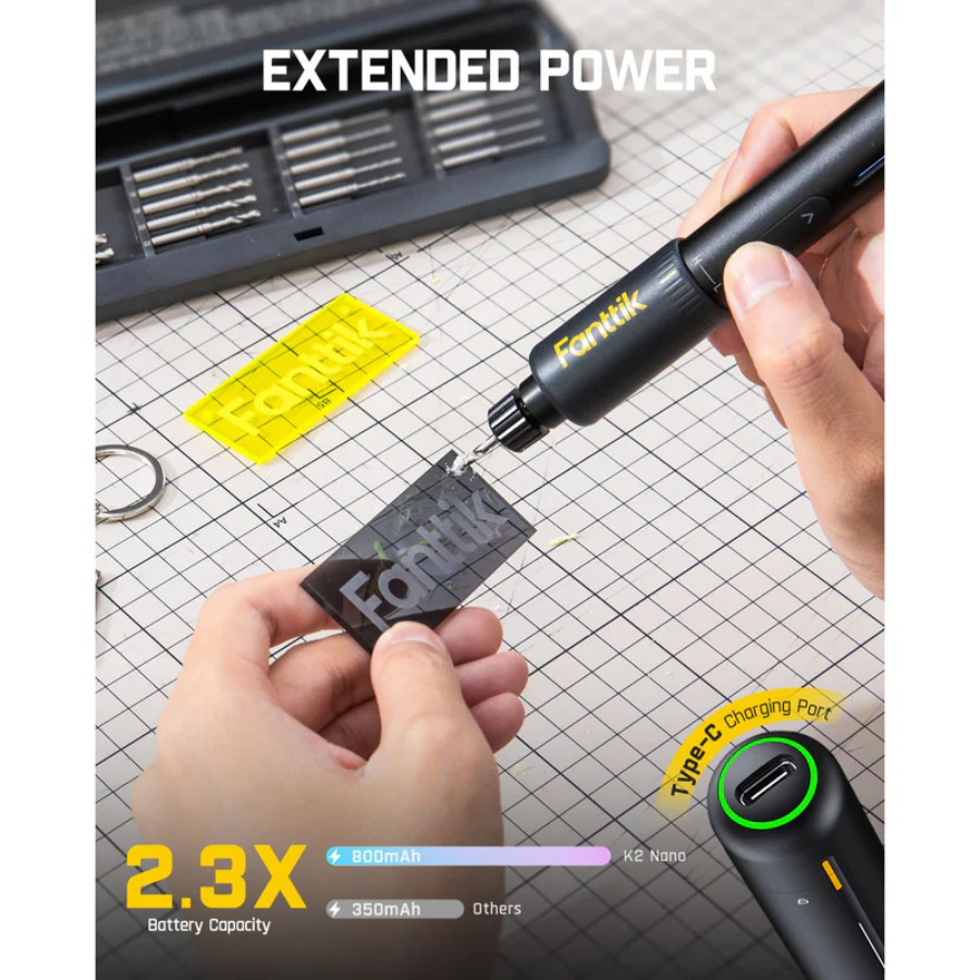 Fanttik K2 Nano 3.7V Precision Power Drill - 20 Bits 800mAh Rechargeable Kit