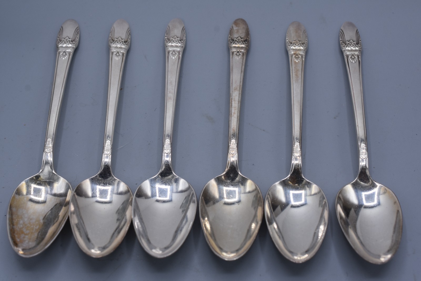 6-Pc Set 1847 Rogers Bros FIRST LOVE Teaspoons 6-1/4" Silverplate ~ Very Good