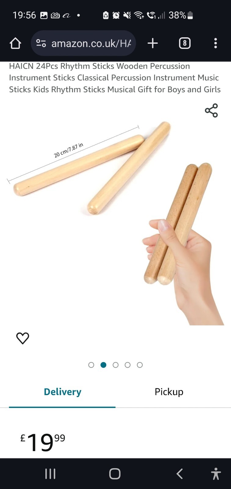 HAICN 24Pcs Rhythm Sticks Wooden Percussion Instrument Sticks Classical...