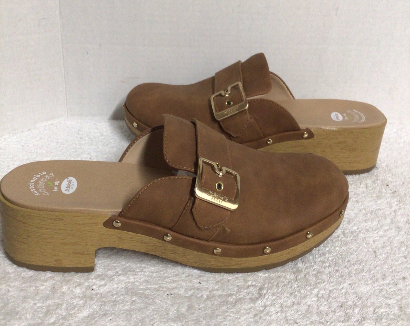 Dr Scholls Dark Honey Wedge Closed Toe Clogs Women’s Sz 11 Faux Leather  NEW