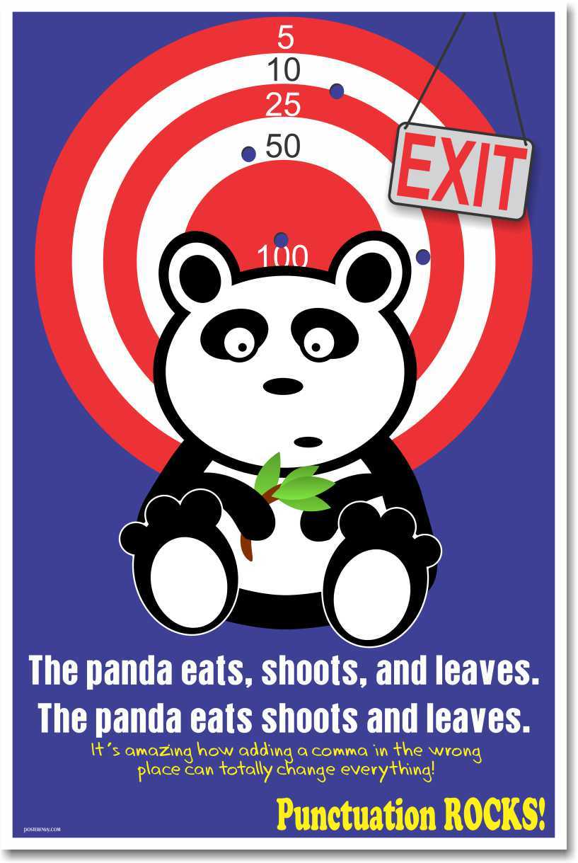 NEW LANGUAGE ARTS POSTER - The Panda Eats Shoots and Leaves - Comma Punctuation