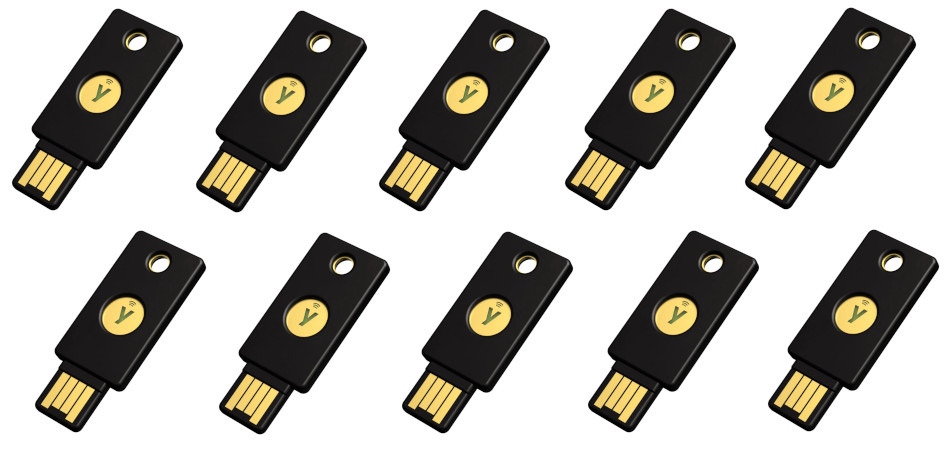 Yubico Security Key USB-A NFC FIDO Black TwoFactor 2FA Lot Of 10