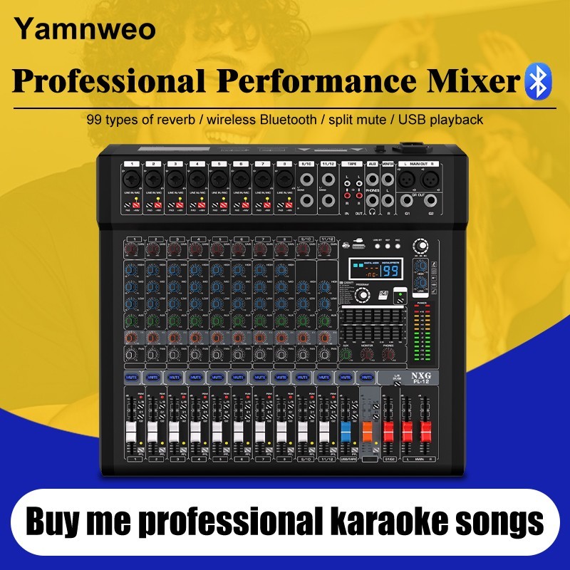 12-channel professional mixer with 99 DSP effects and Bluetooth/USB connectivity