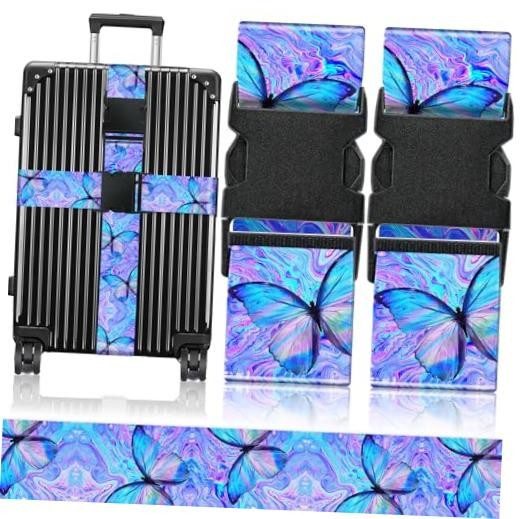 Luggage Straps for Suitcases Travel Belt Accessories Fluorescent butterfly