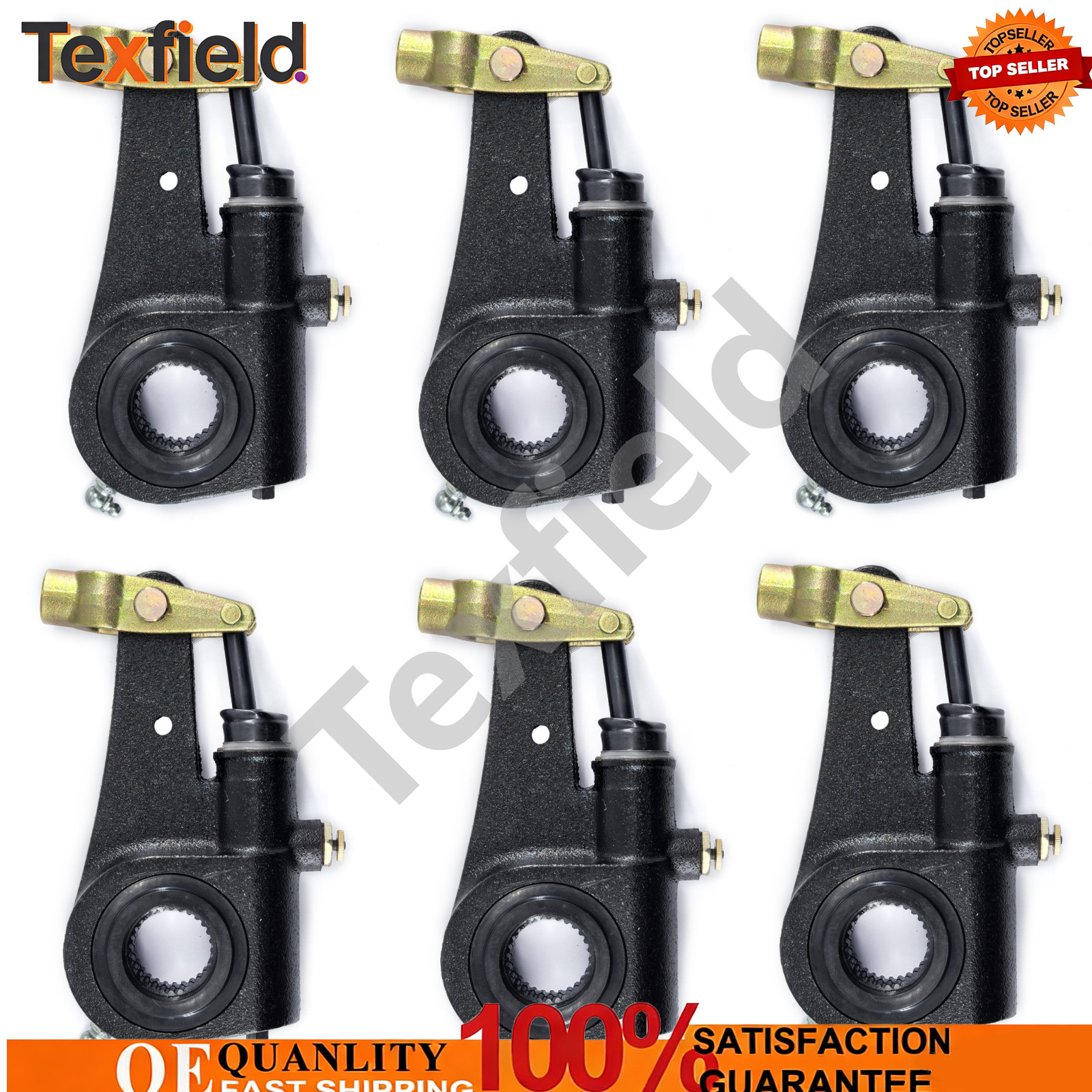 6PCS Automatic Slack Adjuster 1.5"x28 Spline 6" Lever Replace Meritor R801074