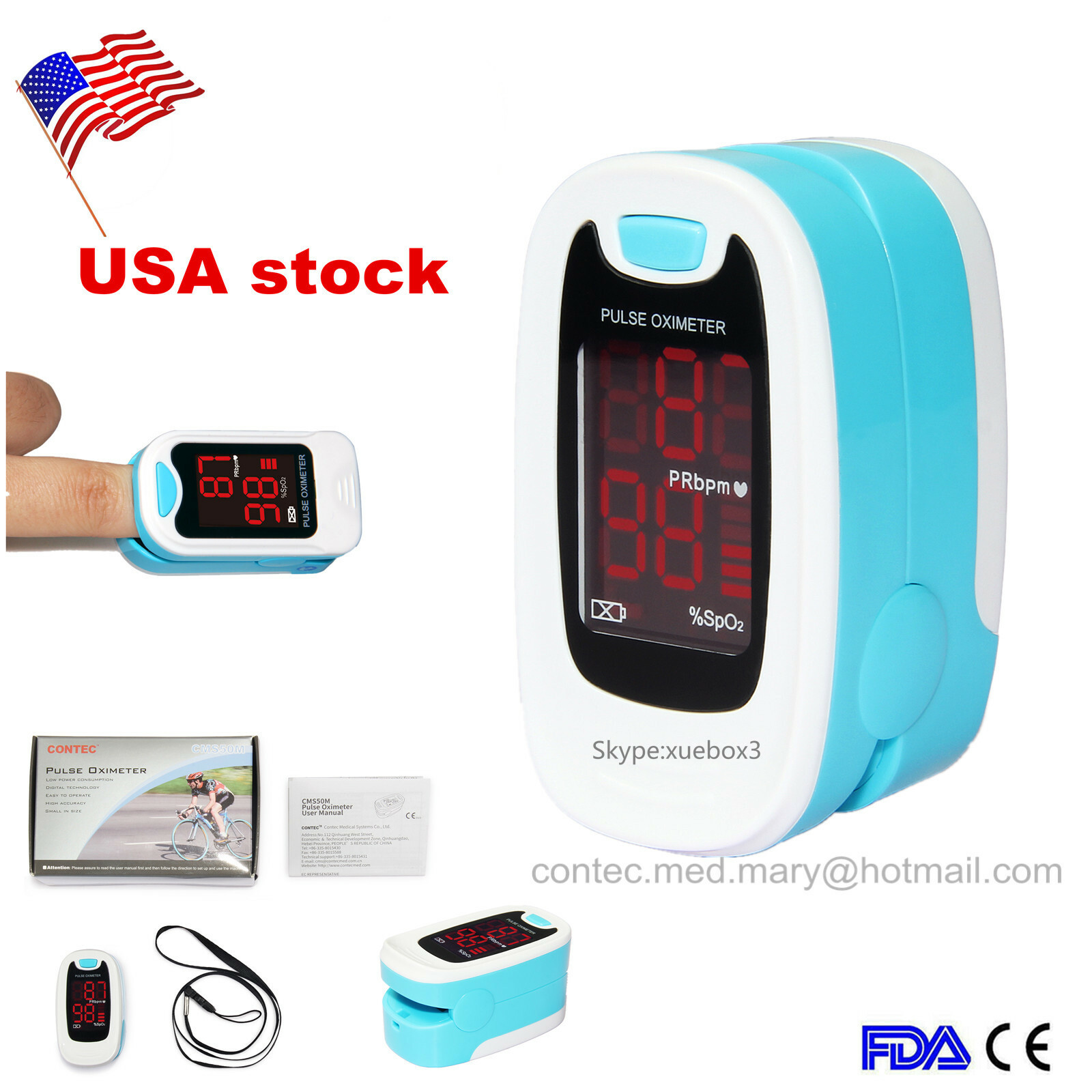 LED Finger Tip Pulse Oximeter SpO2 Heart Rate monitor blood oxygen Meter Sensor