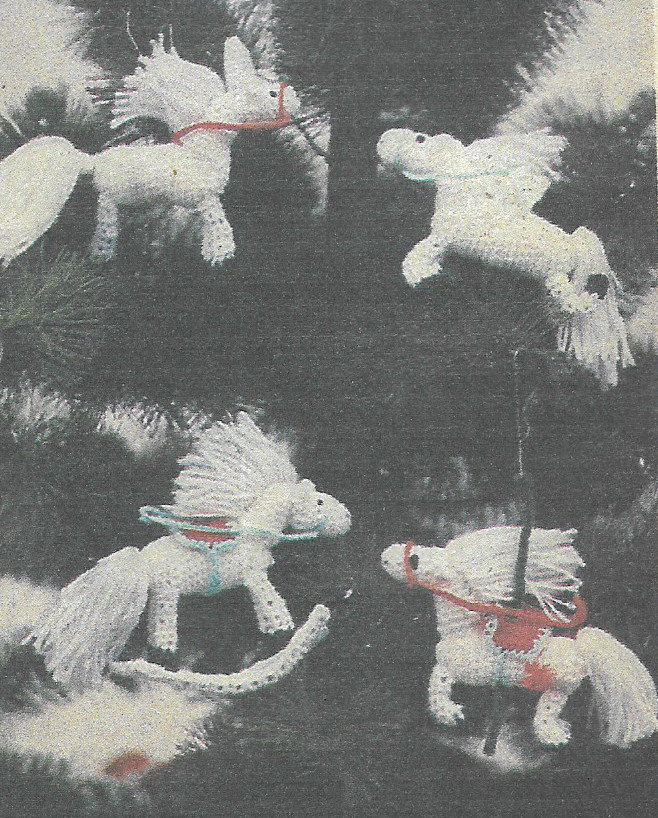 vintage, 4 Pony Ornaments crochet pattern instructions