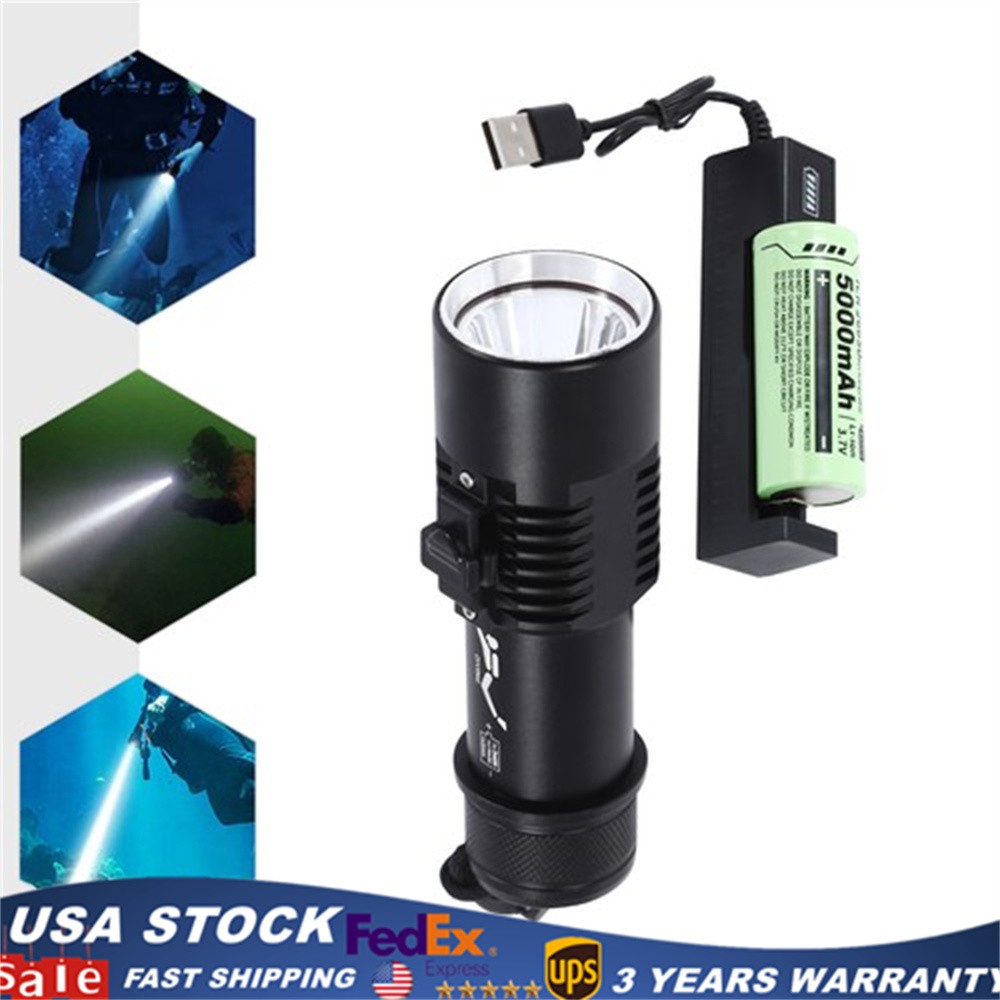Professional Diving Light LED Waterproof Dive Scuba Lamp Underwater Flashlight