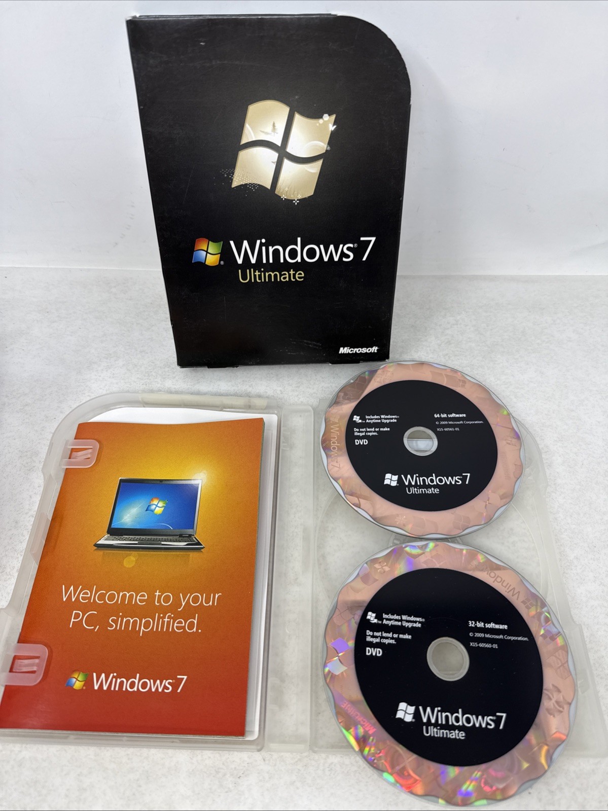Microsoft Windows 7 Ultimate Full 32 Bit & 64 Bit DVDs MS WIN =RETAIL BOX=