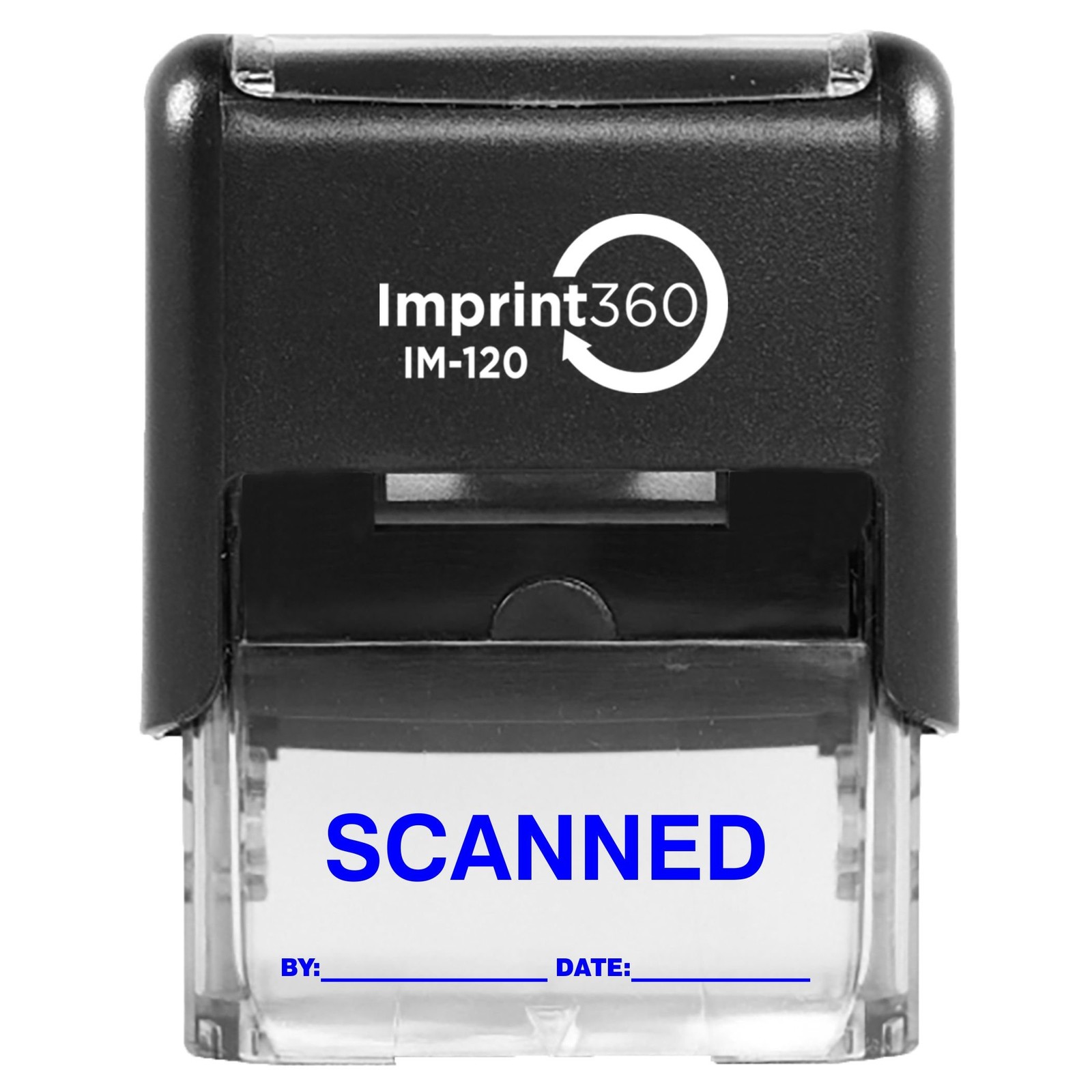 Scanned Self Inking Rubber Stamp Blue Ink 9/16" x 11/2" ASIMP1110B Office