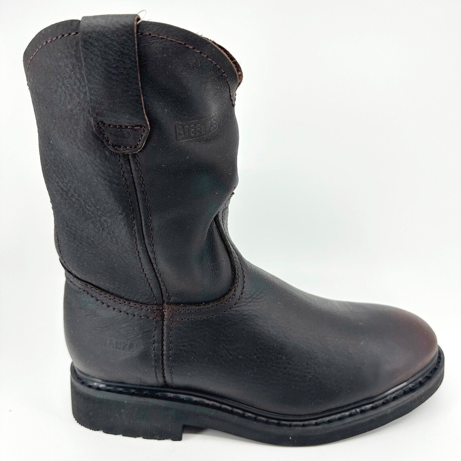 Bonanza 10" Wellington Goodyear Welt Brown Leather Mens Steel Toe Boots BAT107
