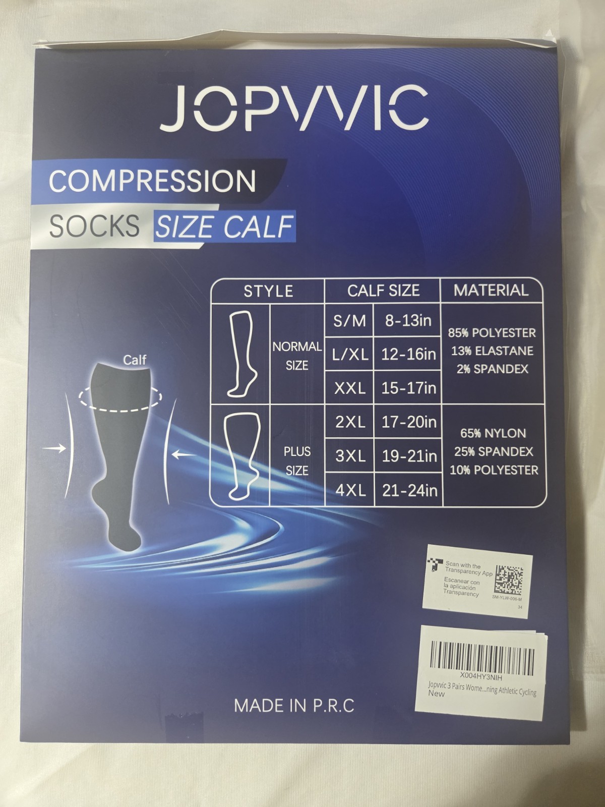 JOPVVIC Compression Socks 3-Pack Size Small New in Packaging 15-20mmhg mild psi