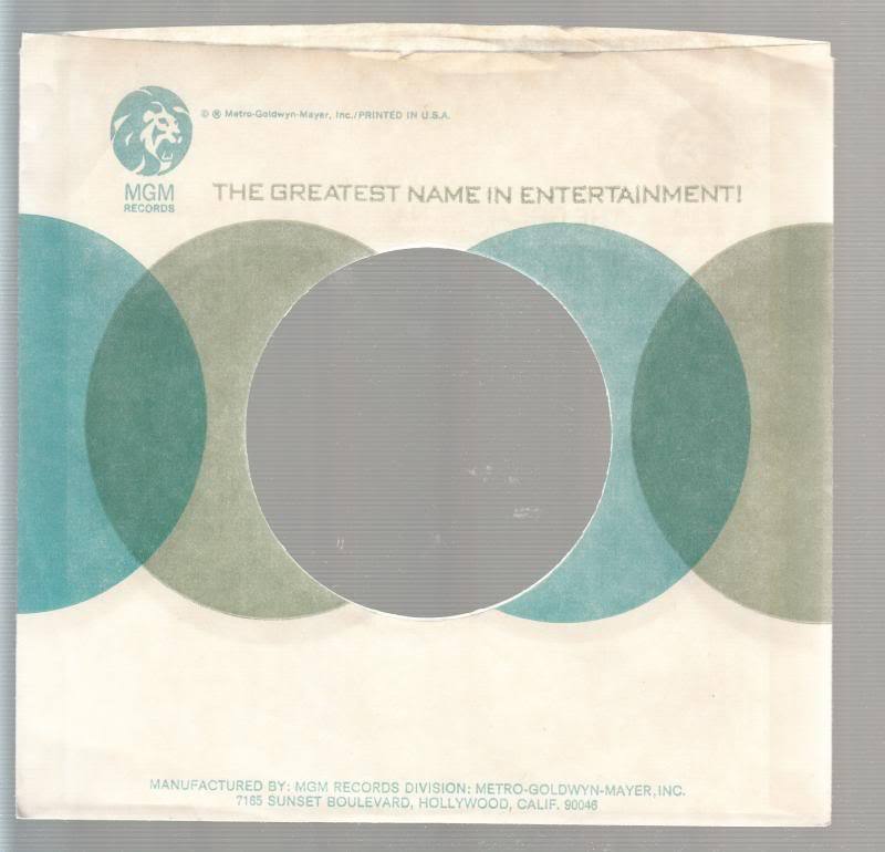 Company Sleeve 45 MGM - White w/ Circle Lion Logo in Top Left Corner (1967-1971)