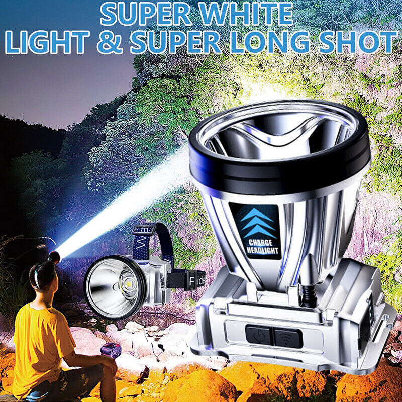 Super Bright LED Headlamp USB Rechargeable Headlight Head Torch Flashlight US