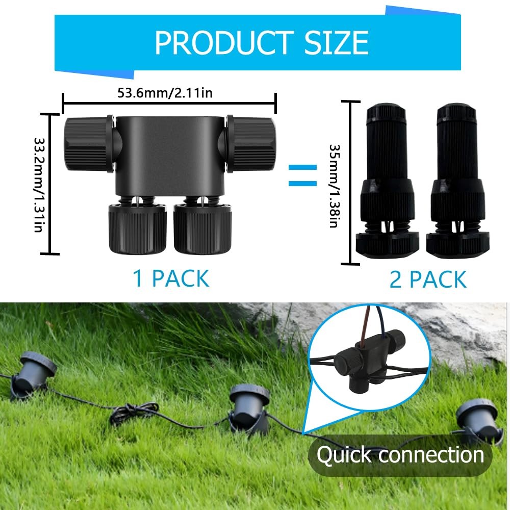 8 Pack Low Voltage Wire Connectors, 12-20 Gauge Landscape Light Cable Connect...
