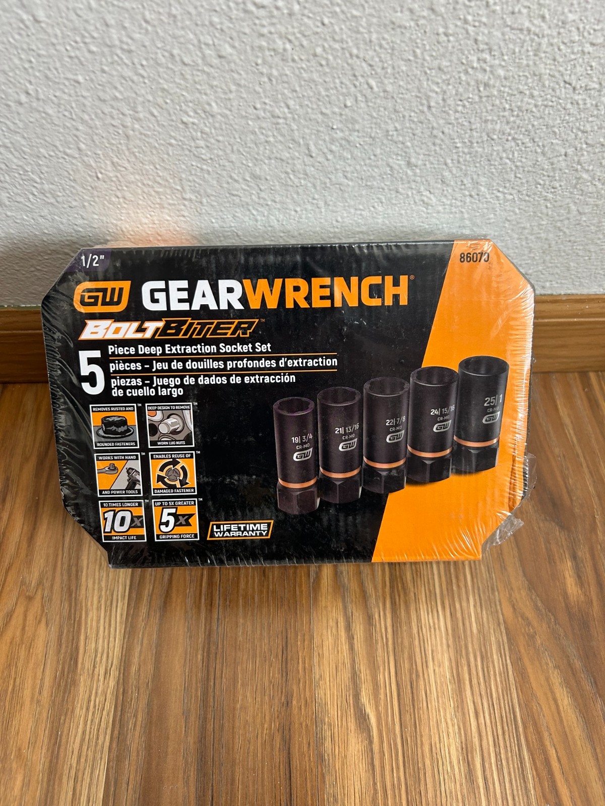 NEW Gearwrench Bolt Biter 5 pc 1/2" Deep Extraction Socket Set 86070
