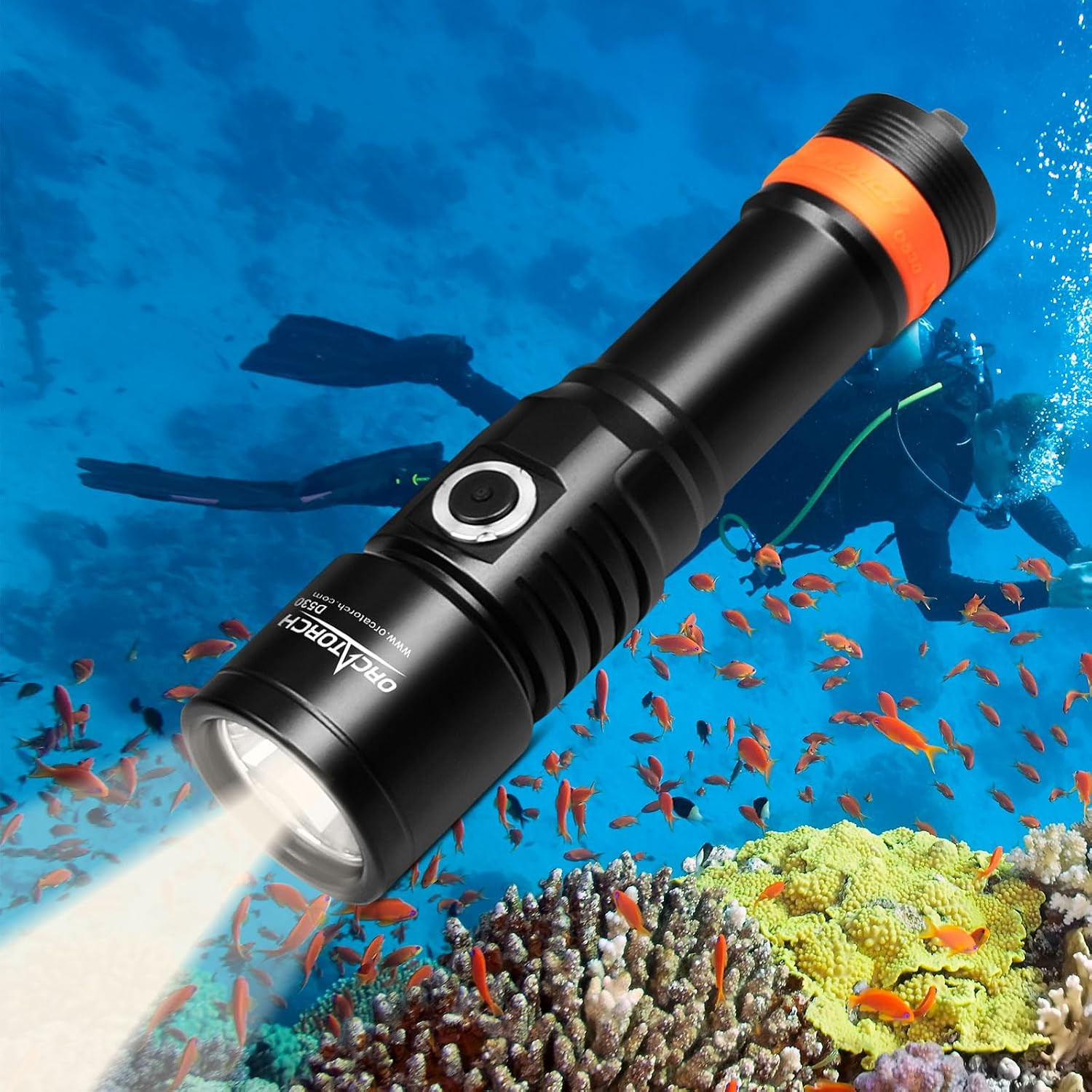 D530 Scuba Dive Light 1300 Lumens, Titanium Alloy Diving Flashlight with Waterpr