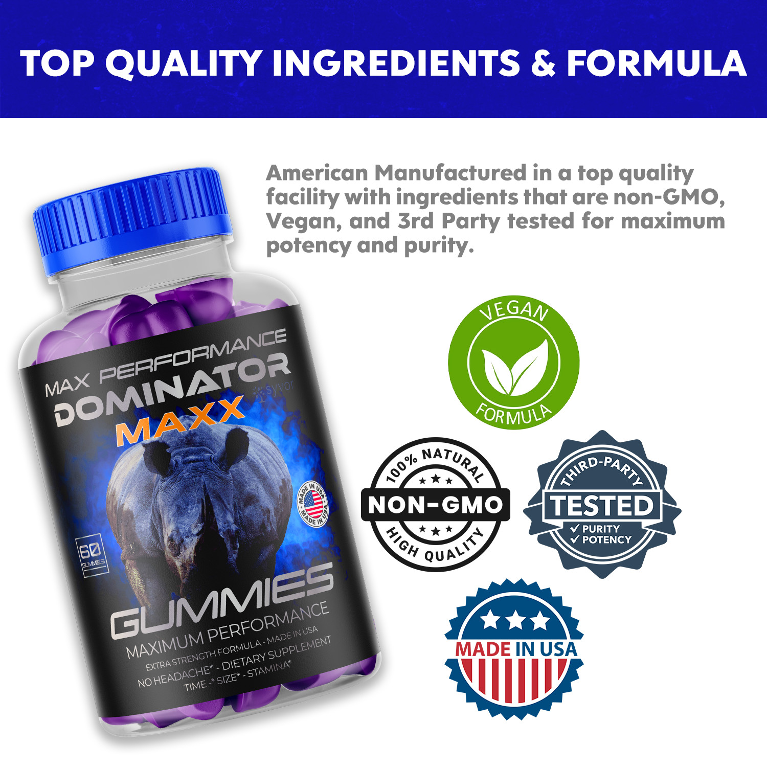 Dominator Maxx Gummies For Men, Advanced Performance Supplement 120 Gummies