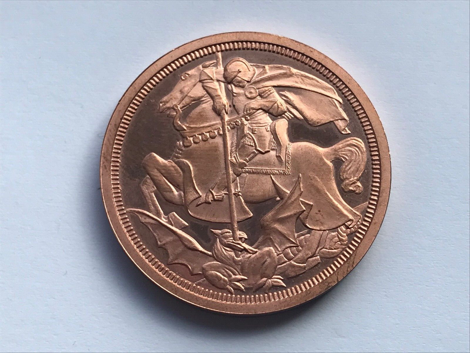 1910 EDWARD VII COPPER PROOF RETRO FANTASY PATTERN GEORGE & DRAGON