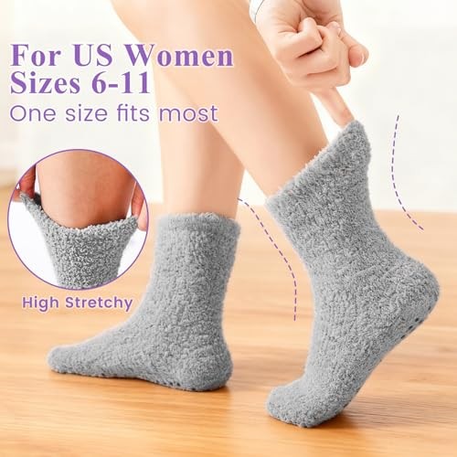 Fuzzy Grip Socks for Women, Fluffy Slipper Sock, Warm & Cozy Gifts for 7color