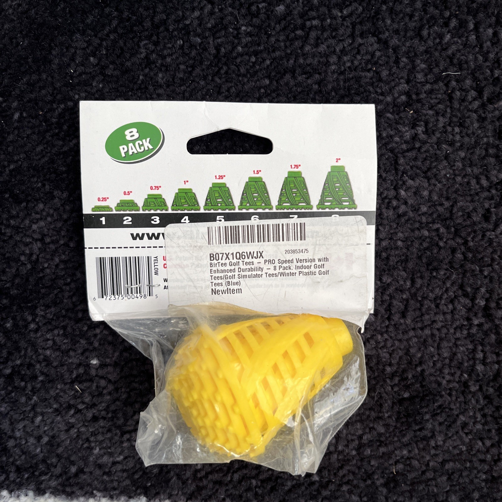 BirTee Pro Speed Winter / Mat / Simulator Golf Tees - 8 Pack (Yellow)