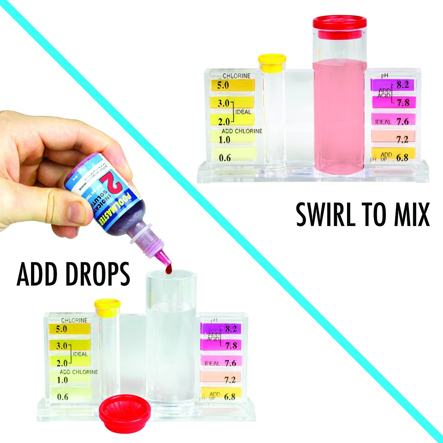 5-Way Kit with Integrated Color Chips for Precise Pool Water Testing