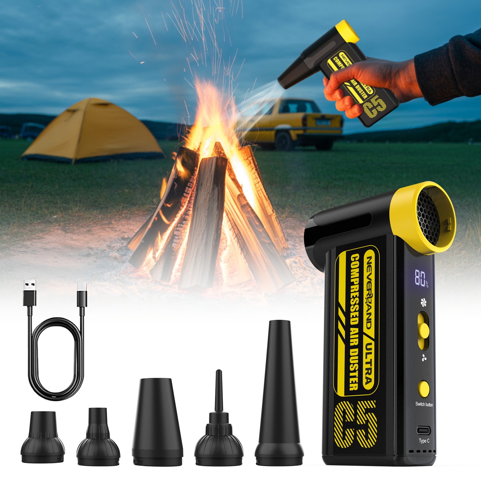 Portable Compressed Air Duster Cordless Cleaner Mini Blower High Power 8000mAh