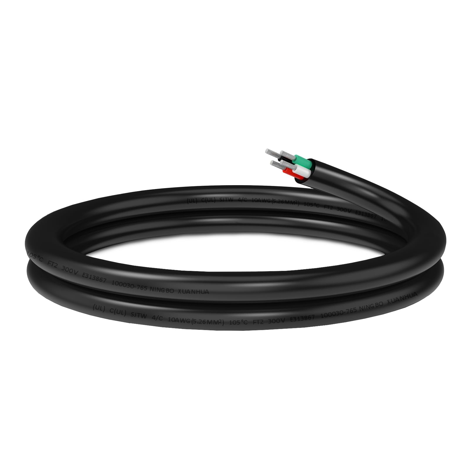 10 Gauge 4 Conductor Wire SJTW Outdoor Extension Power Cable 3FT, UL 3 FT
