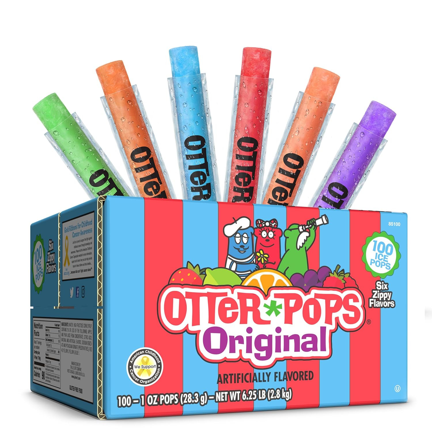 Otter Pops, Original Assorted Freezer Pops, 1Oz Freeze Pops in Six Zippy Flavors