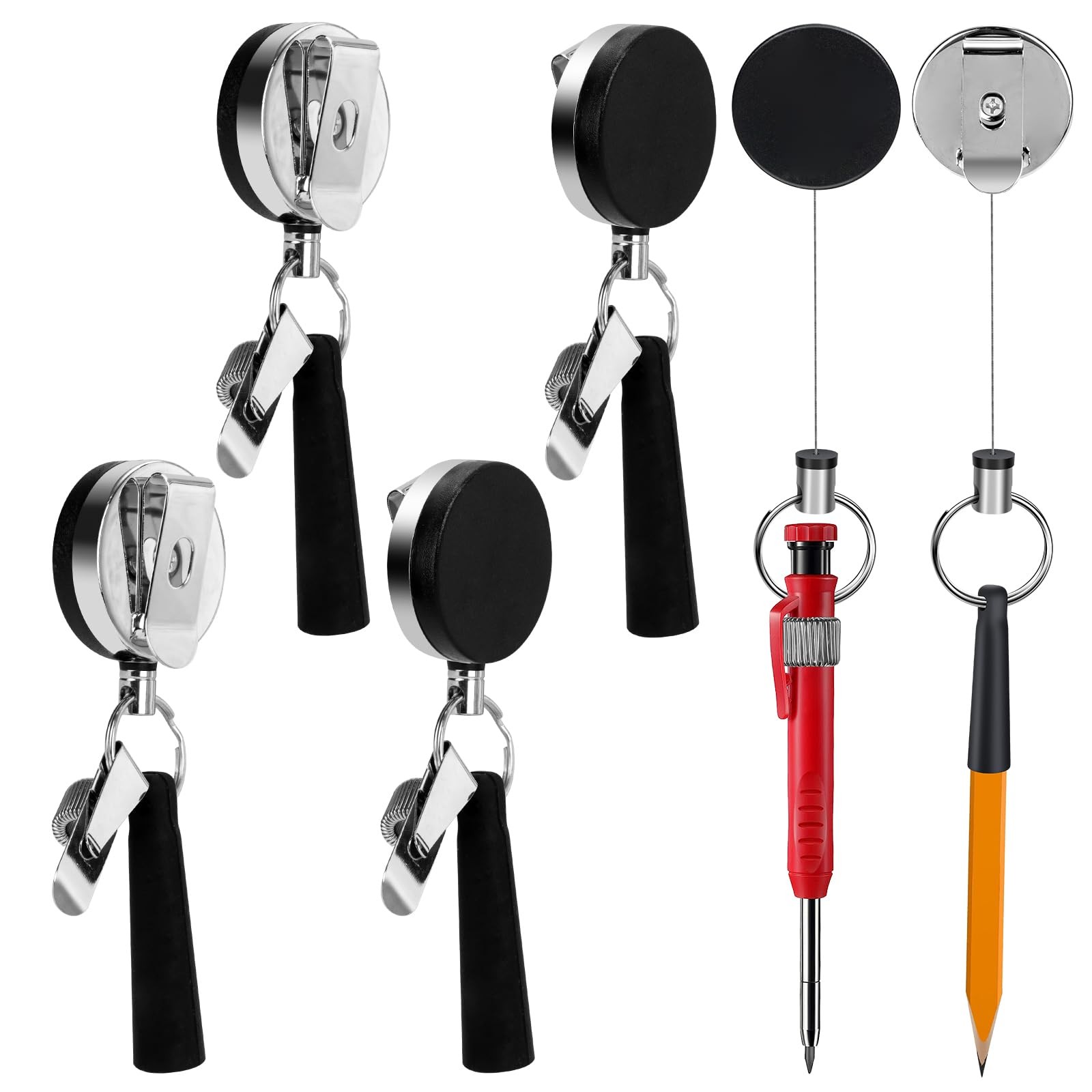 4 Pack 35" Steel Wire Heavy Duty Retractable Pull Pen Pencil Holder, Flexible...