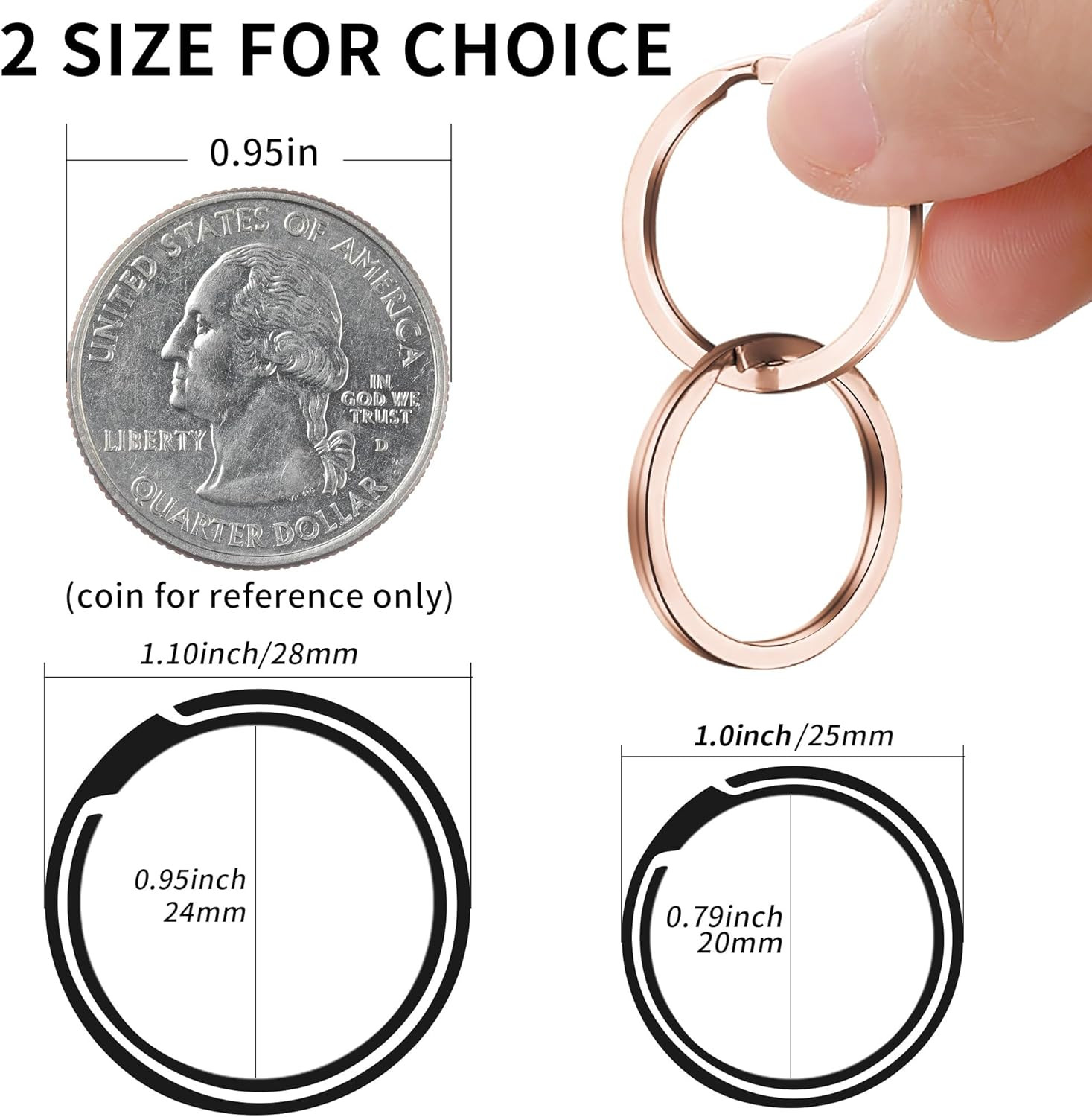 Key Rings, 12 Pcs Stainless Steel Key Ring for Keychains, 1Inch Flat Split Keych