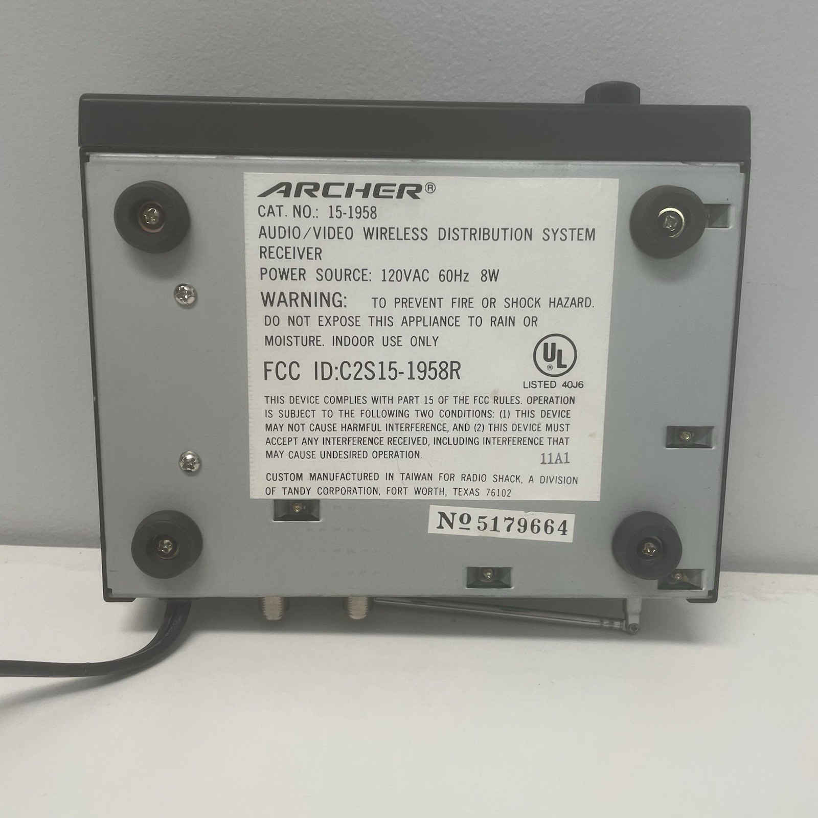 Archer 15-1958 Audio/Video Wireless Distribution System Receiver and Transmitter
