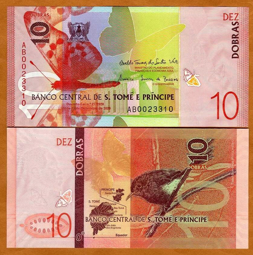 St Thomas & Prince, 10 Dobras, 2020 (2021) P-W77, UNC Redesigned in paper