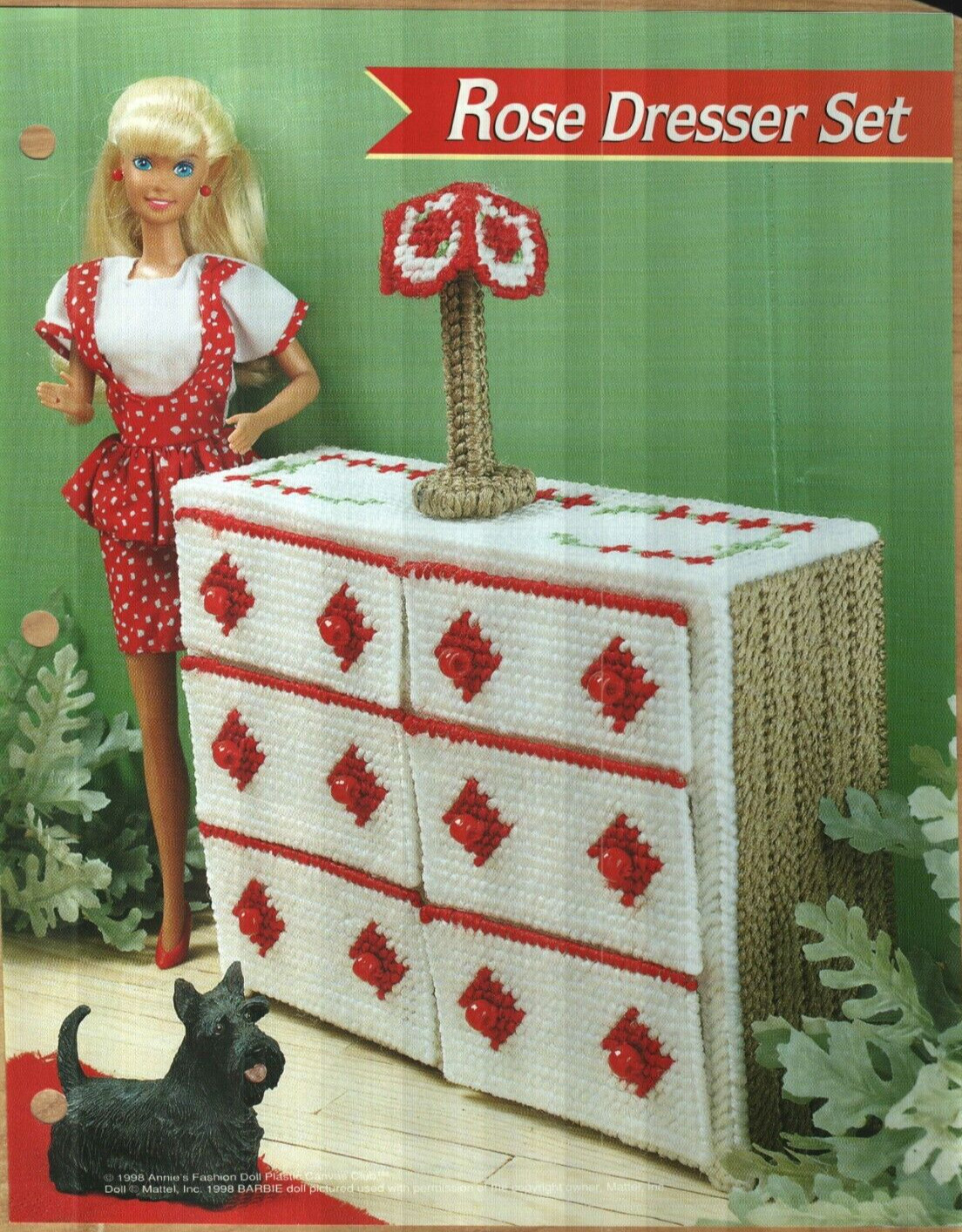 NEW ROSE DRESSER SET FASHION DOLL ANNIE'S PLASTIC CANVAS PATTERN INSTRUCTIONS