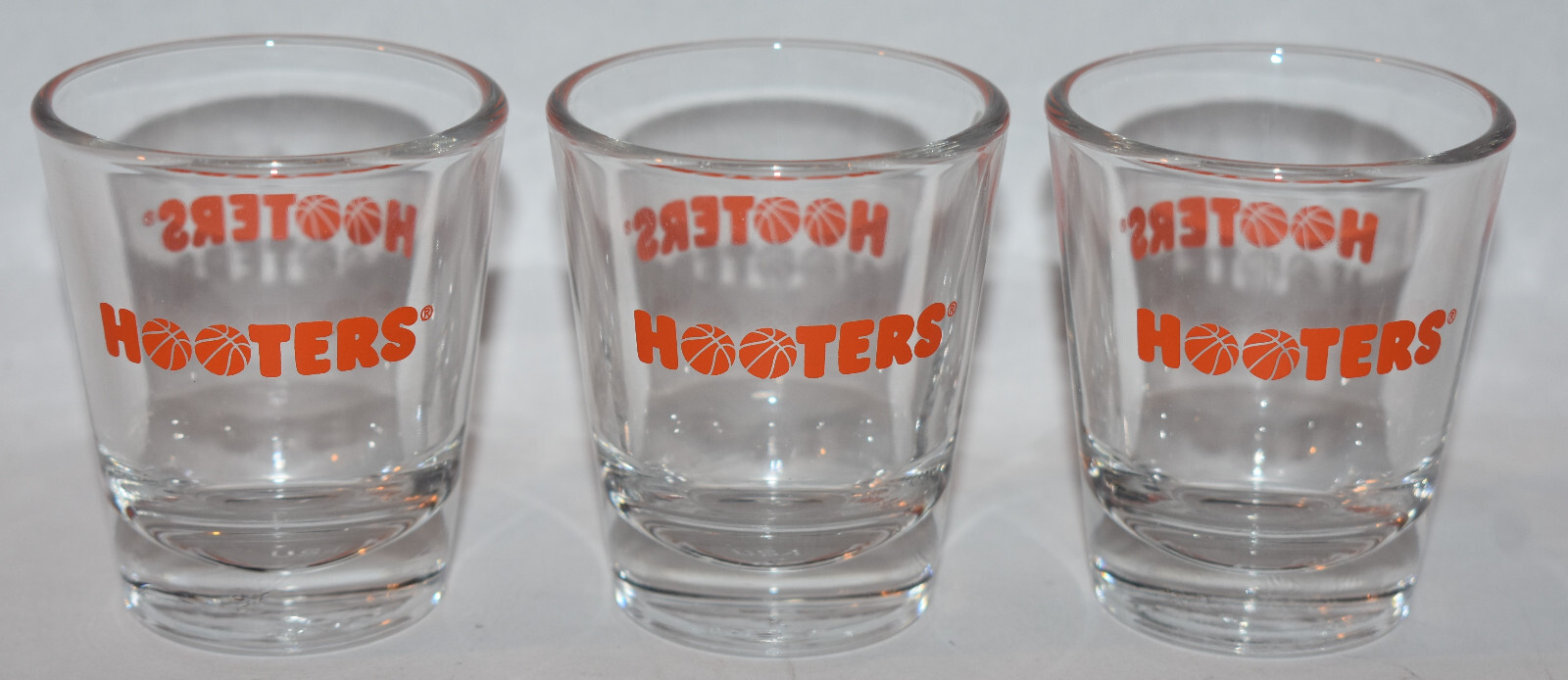 Group of 3 Hooters Basketball / March Madness Theme Shot Glasses - New / Unused