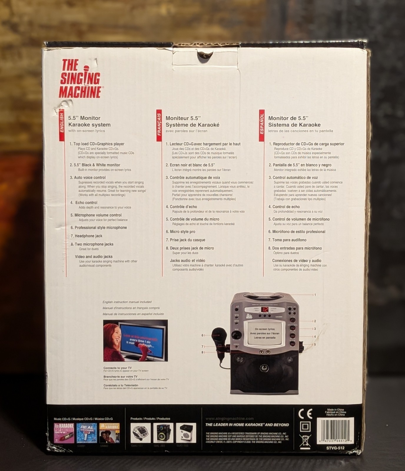 The Singing Machine STVG-512 Karaoke System w/ 5.5" Screen & Microphone - NOB