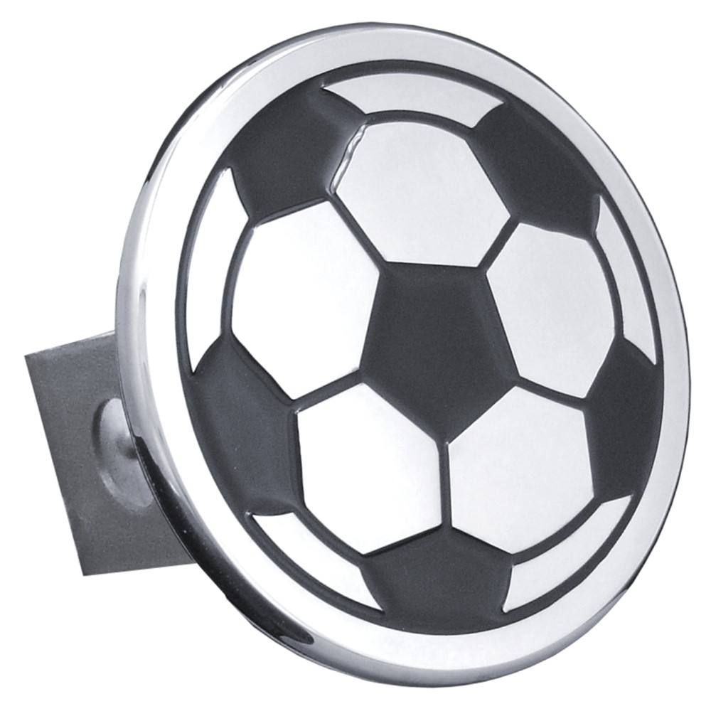 Class II Trailer Hitch Plug with Soccer Ball on Chrome [Single]
