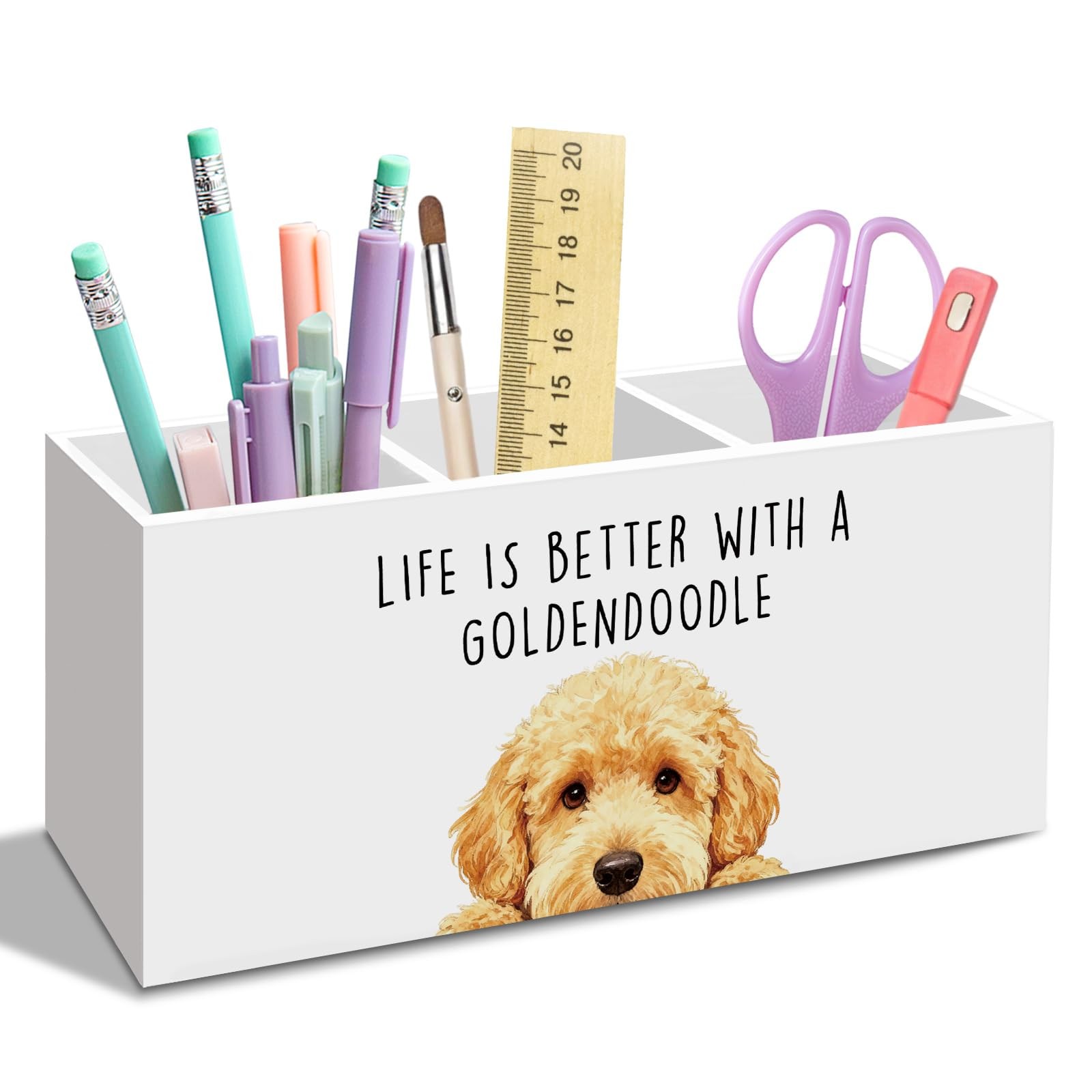 Goldendoodle Dog Gifts Pen Pencil Holder for Desk, Funny Golden Doodle Dog Gi...